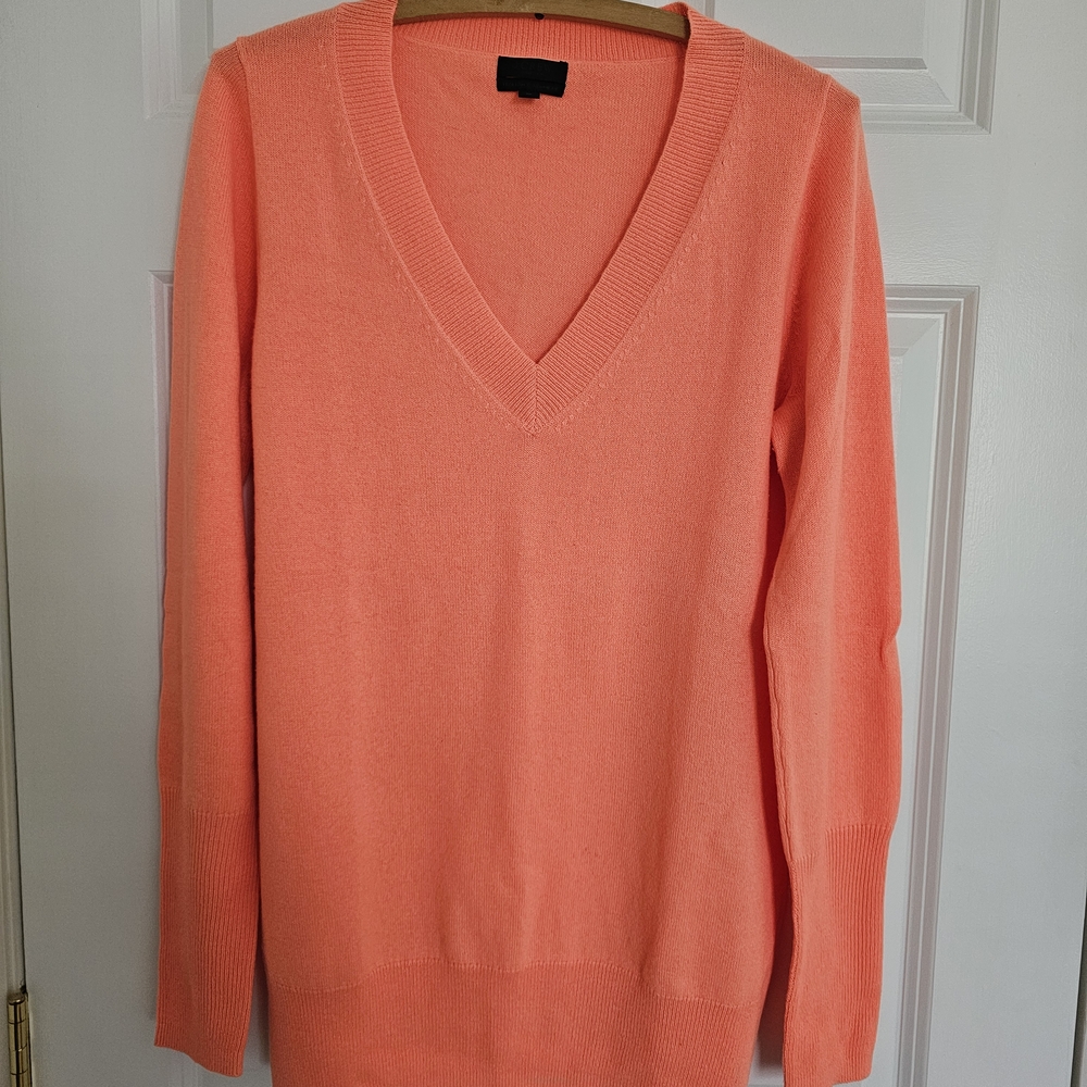 J. Crew V-Neck Sweater in Bright Coral